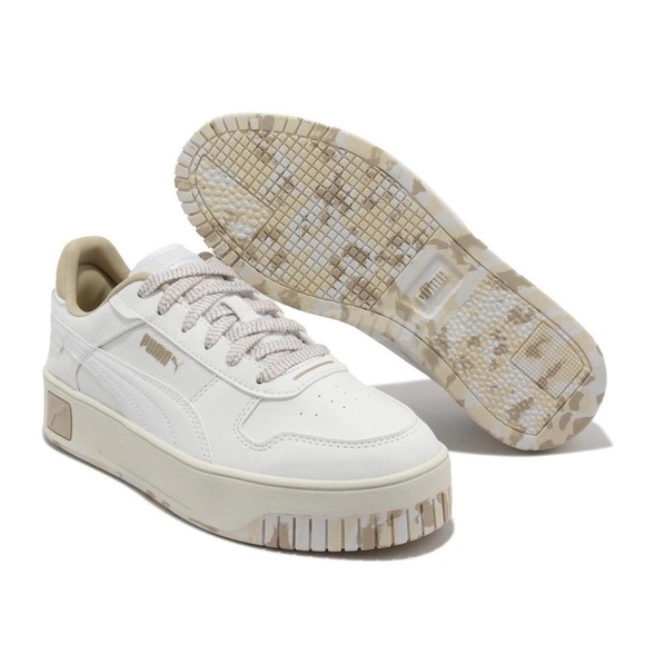 PUMA Carina Street Better Platform Sneakers Cream & White Casual Comfy Leather - Picture 1 of 15